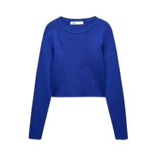 ZARA BASIC RIB KNIT SWEATER BLUE | 3519/102